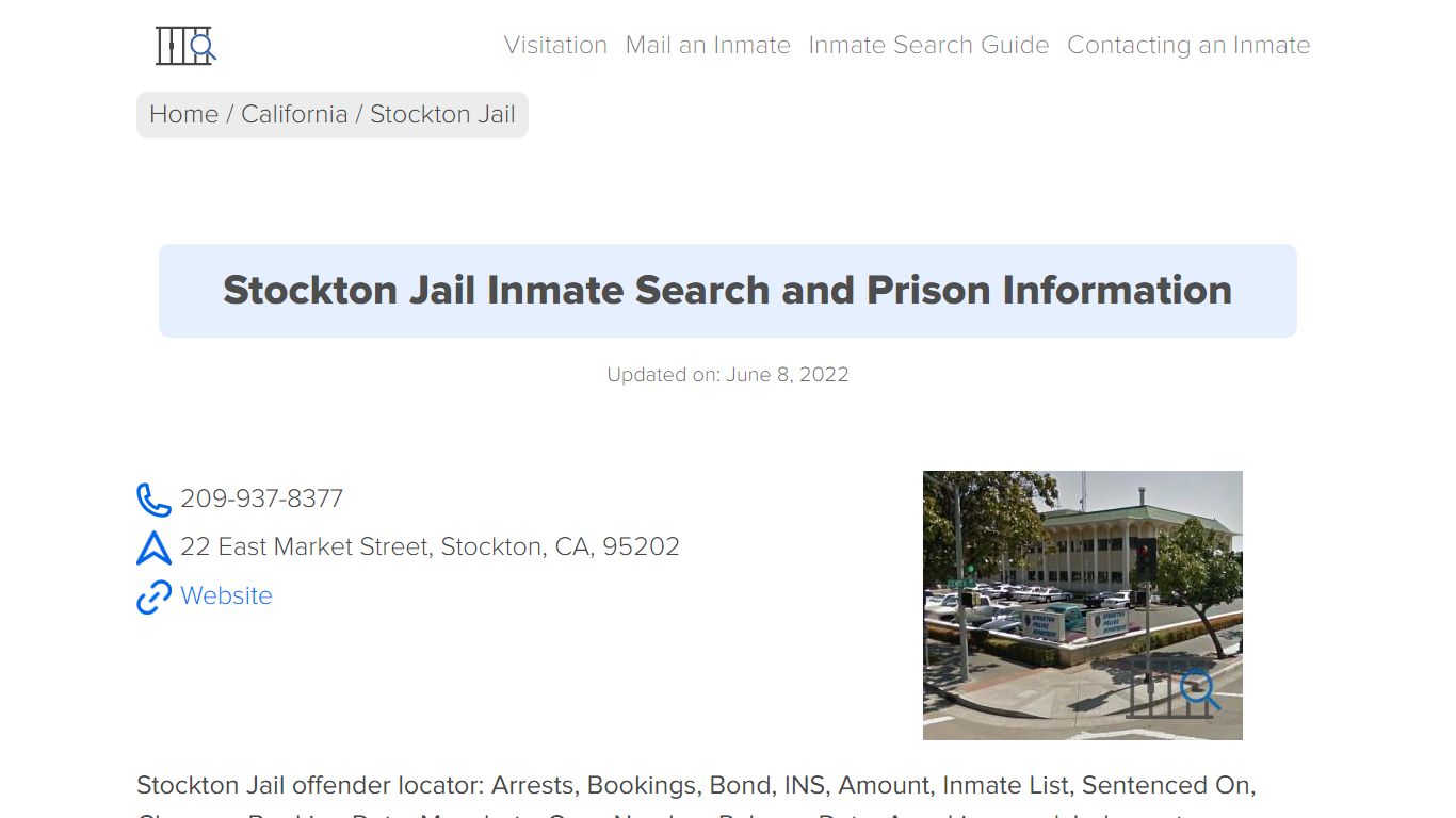 Stockton Jail Inmate Search, Visitation, Phone no ...